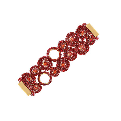 Bracelete de Crochê Patchwork Vermelho Médio