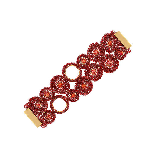 Bracelete de Crochê Patchwork Vermelho Médio