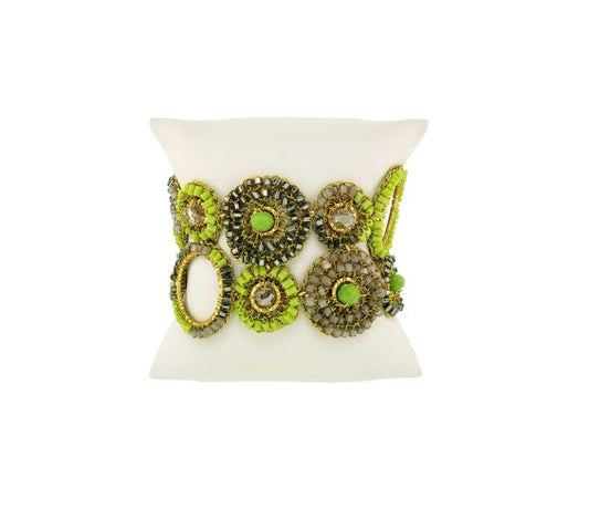 Bracelete de Crochê Patchwork Verde