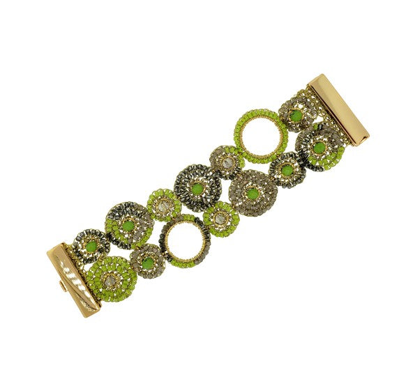 Bracelete de Crochê Patchwork Verde