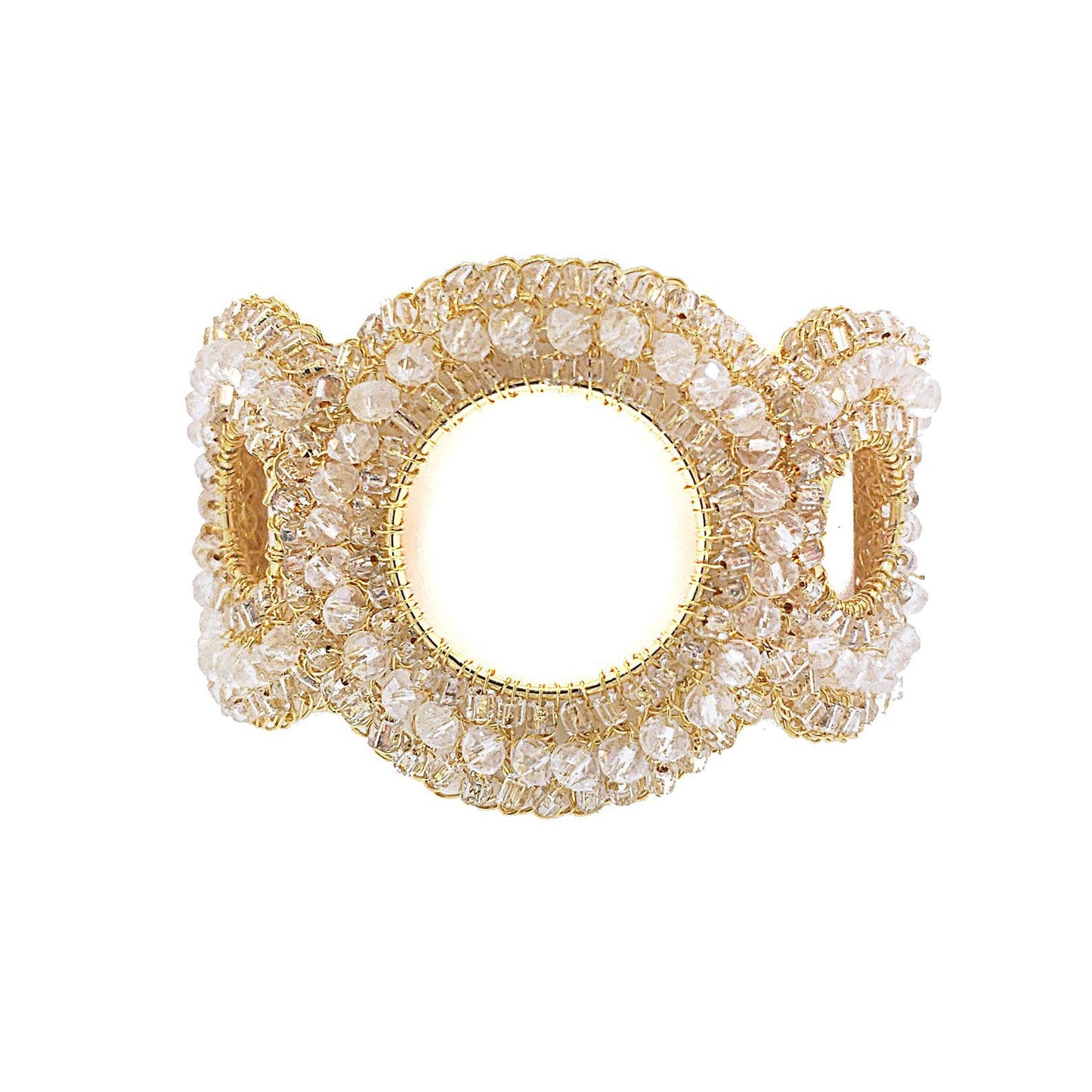 Bracelete de Crochê Trio Argolas Cristal