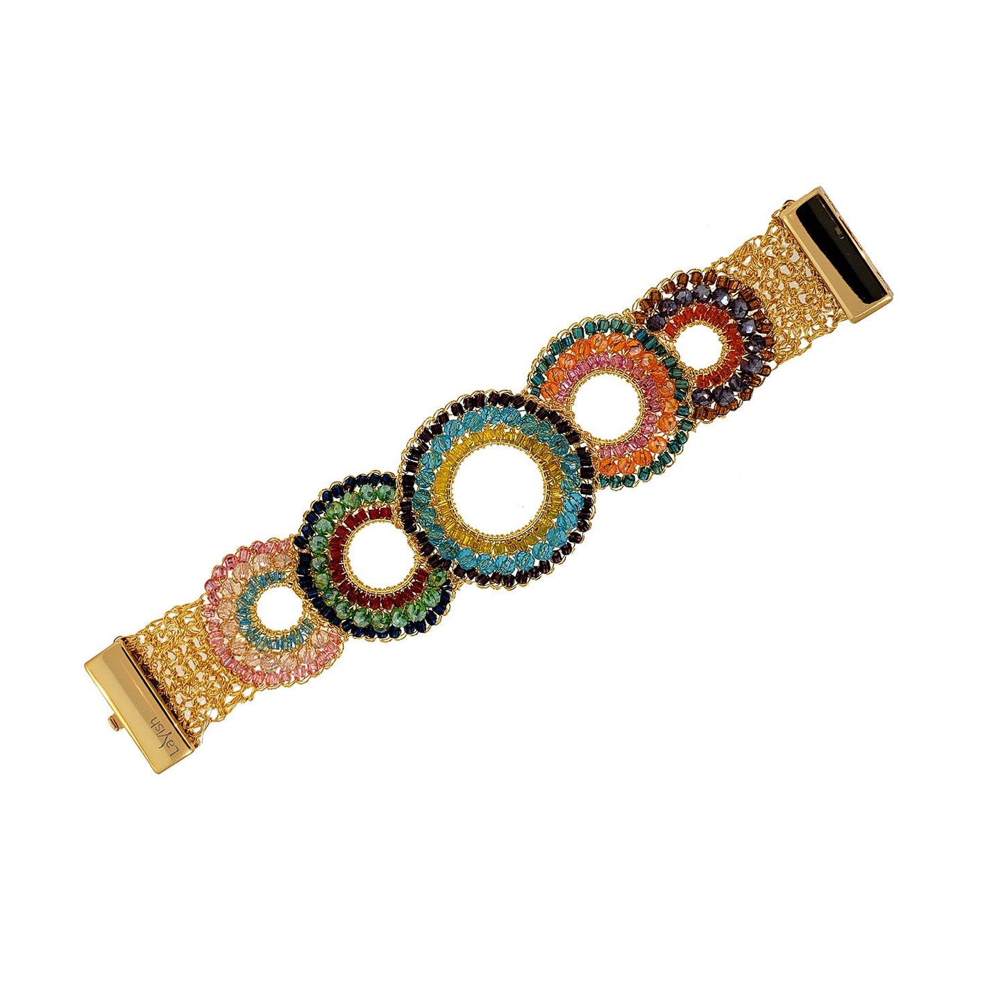 Bracelete de Crochê Trio Argolas Colorido