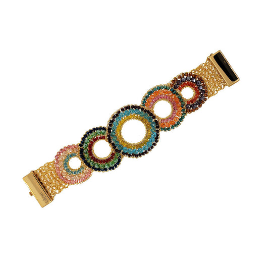 Bracelete de Crochê Trio Argolas Colorido