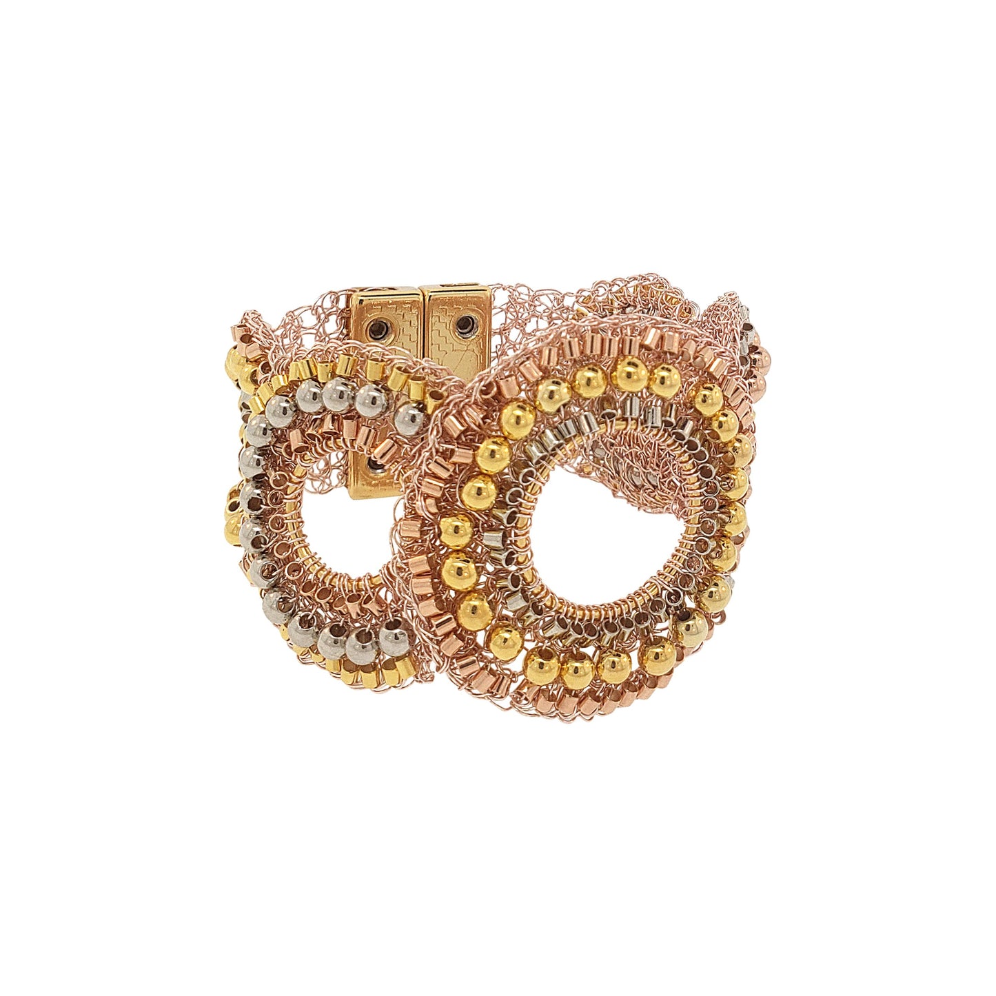 Bracelete de Crochê Trio Argolas Trio Gold