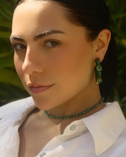 Brinco de Crochê Lena Hoops Mix Green