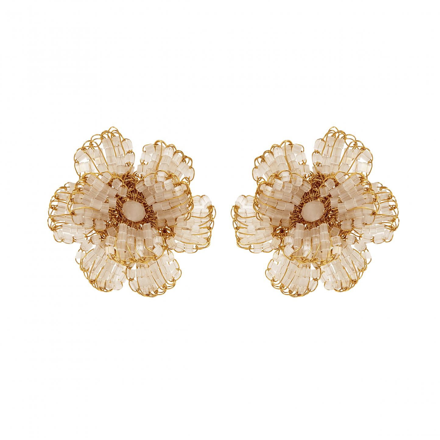 Brinco de Crochê Flor Off White