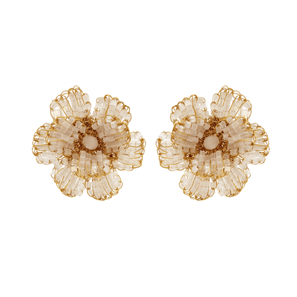 Brinco de Crochê Flor Off White