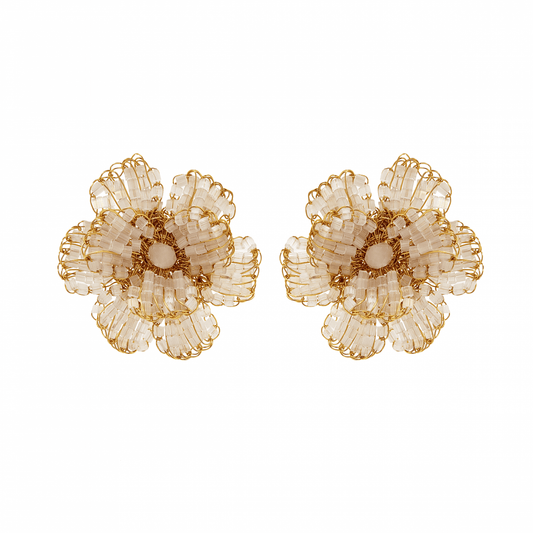 Brinco de Crochê Flor Off White