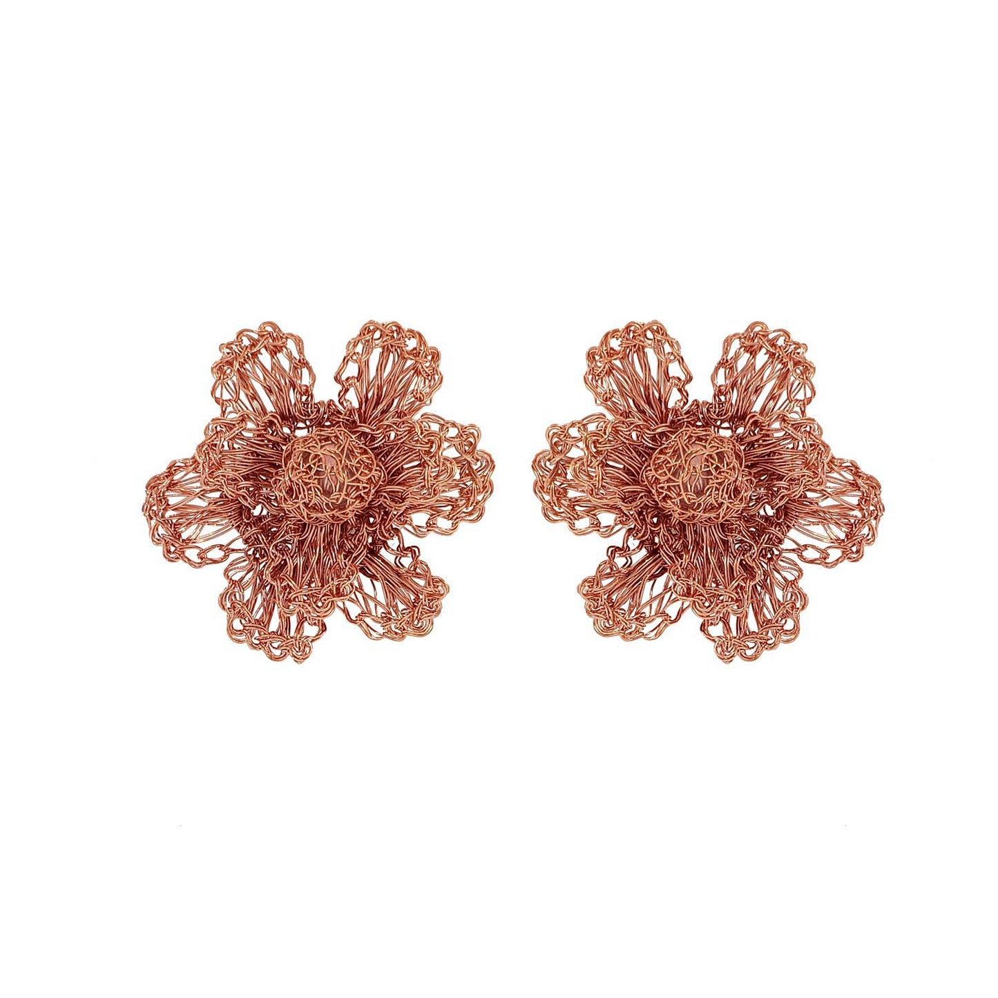 Brinco de Crochê Flor Rosé Gold