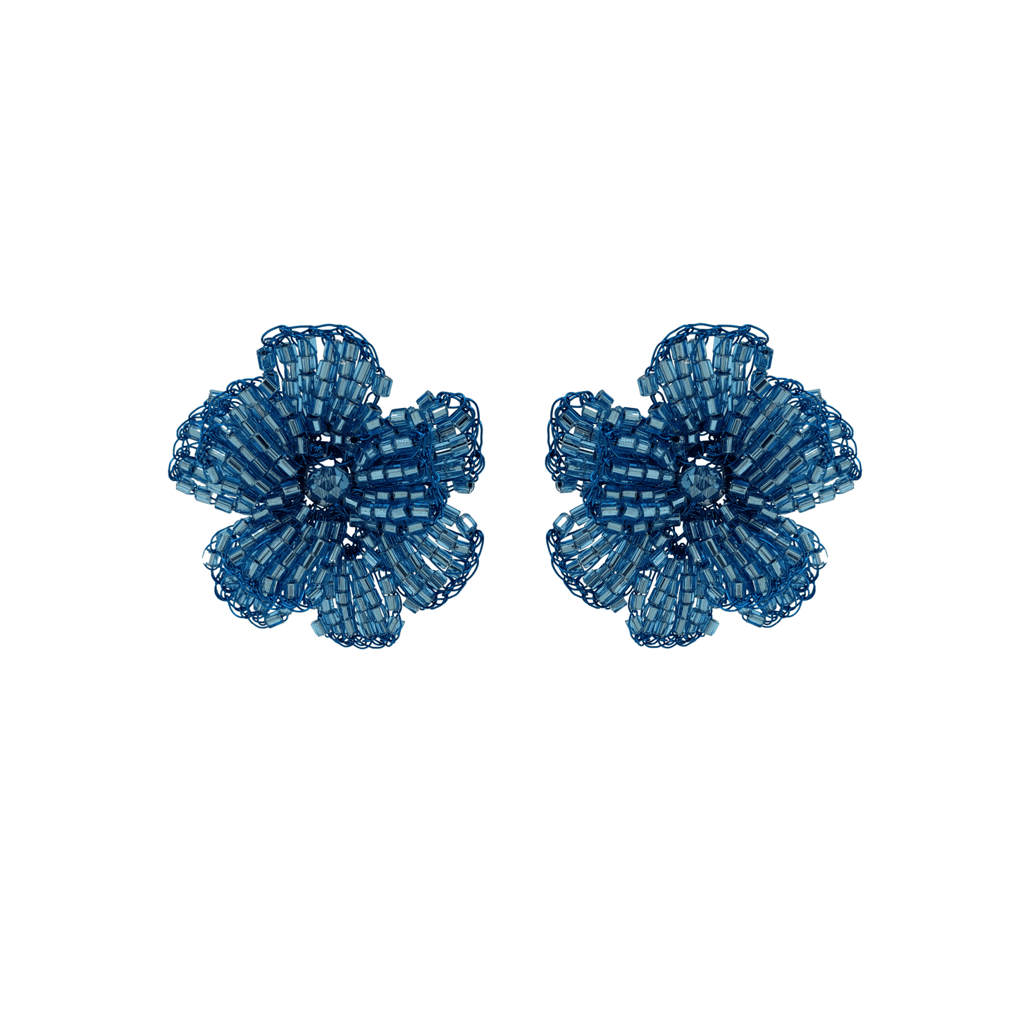 Brinco de Crochê Flor Azul
