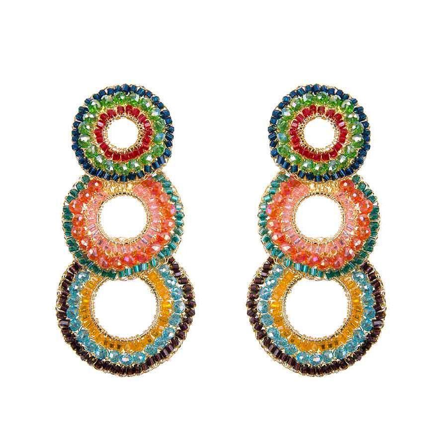 Brinco de Crochê Trio Argolas Colorido
