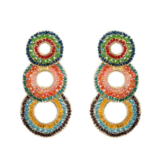 Brinco de Crochê Trio Argolas Colorido