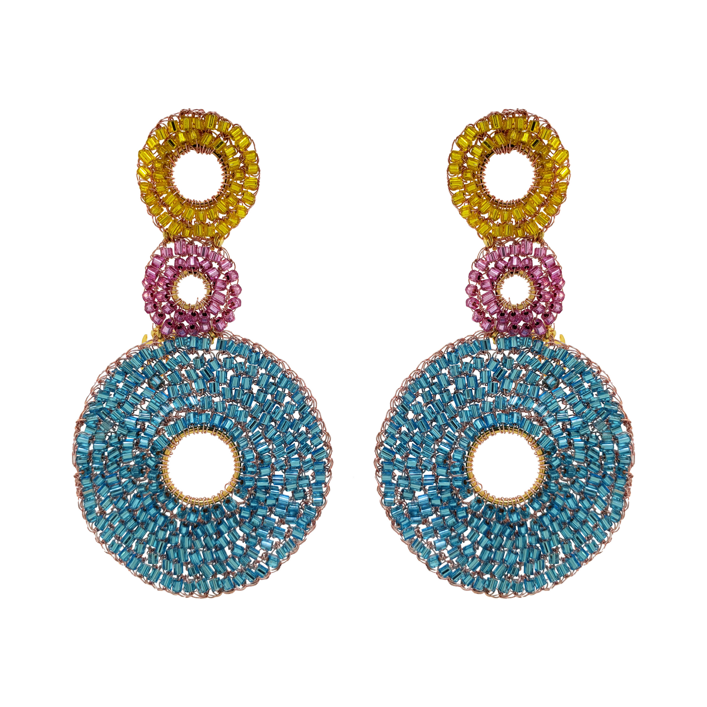 Brinco de Crochê Conjunto Mandalas Magic Pink