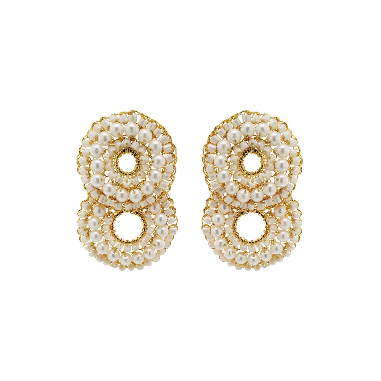 Brinco de Crochê Duo Argolas Pérola Essence