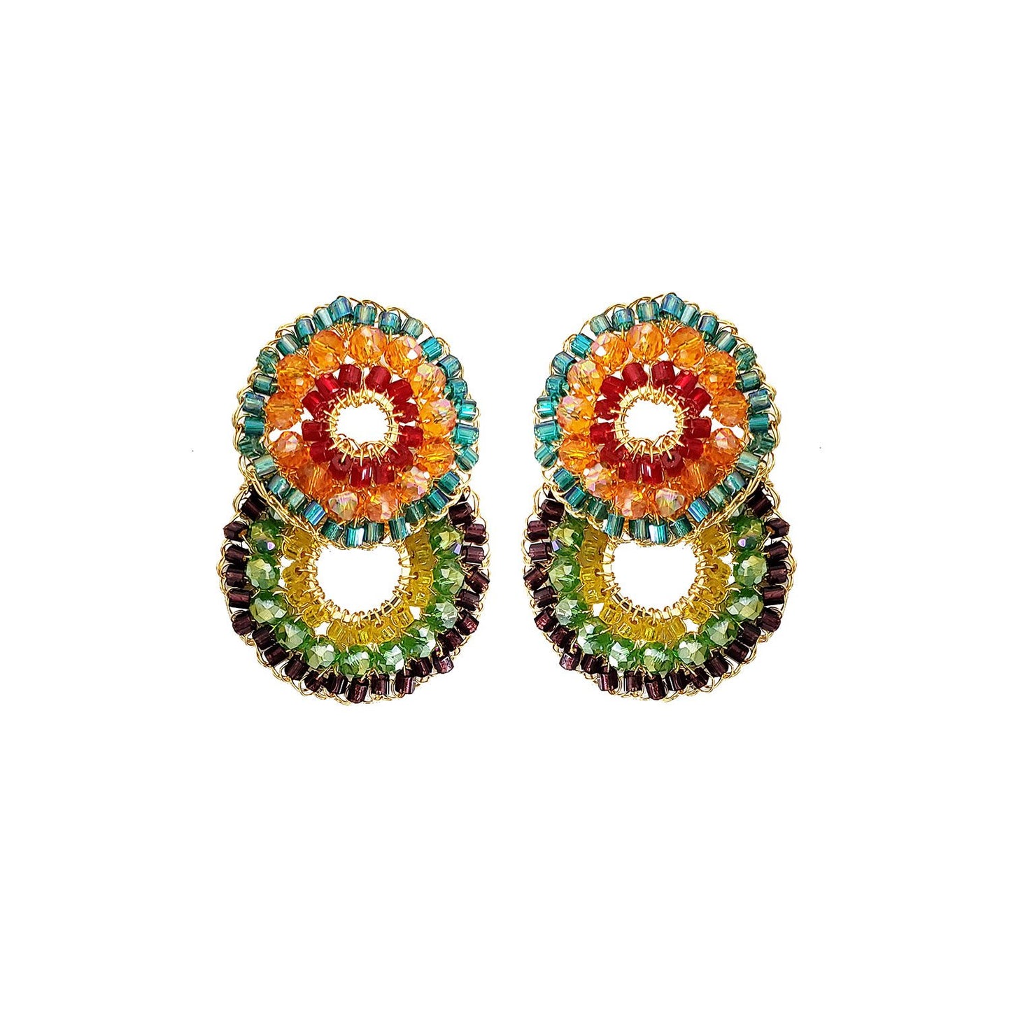 Brinco de Crochê Duo Argolas Colorido