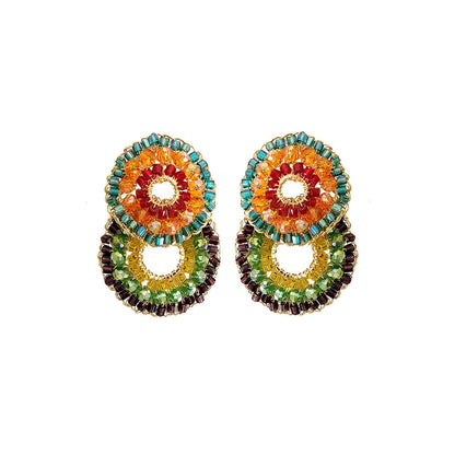 Brinco de Crochê Duo Argolas Colorido