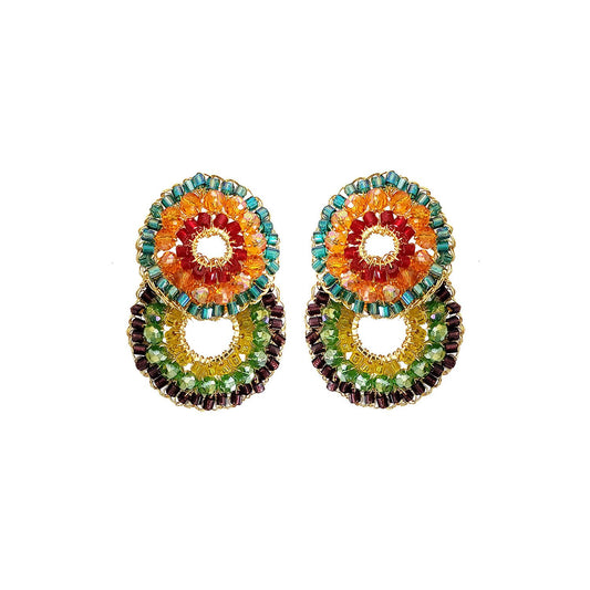 Brinco de Crochê Duo Argolas Colorido