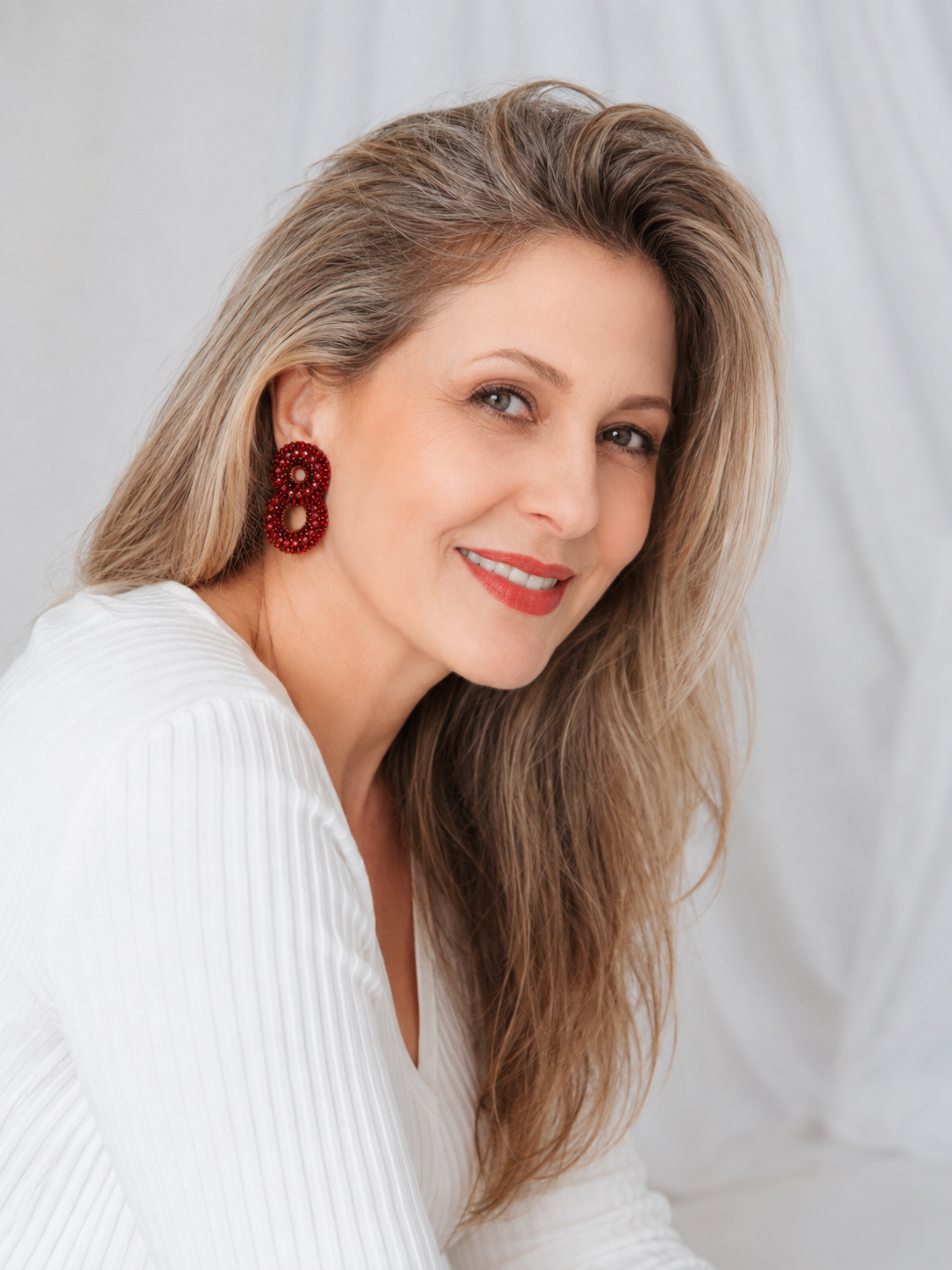 Brinco de Crochê Duo Argolas Vermelho