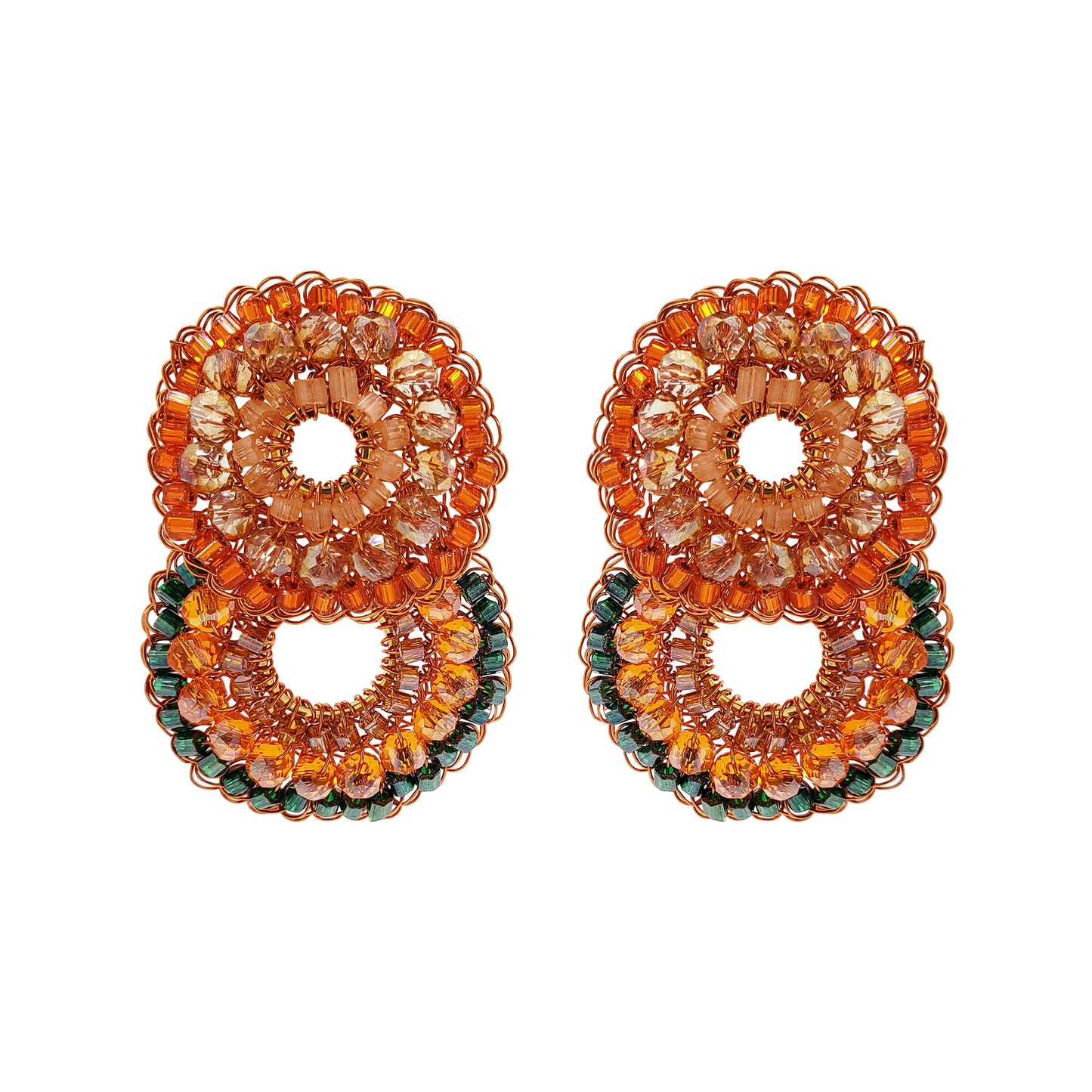 Brinco de Crochê Duo Argolas Laranja Mistic Forest