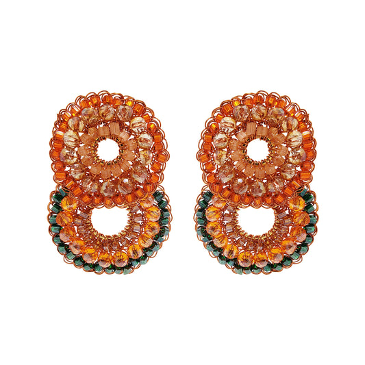 Brinco de Crochê Duo Argolas Laranja Mistic Forest