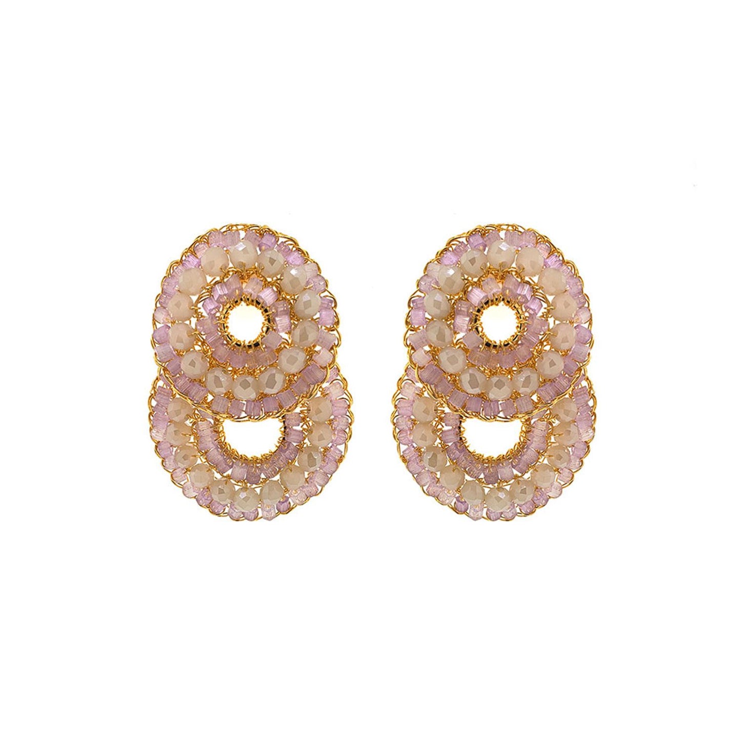 Brinco de Crochê Duo Argolas Rosé