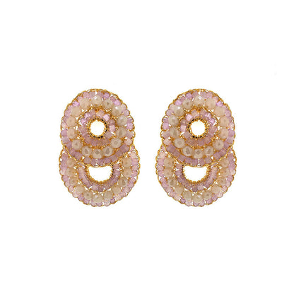 Brinco de Crochê Duo Argolas Rosé