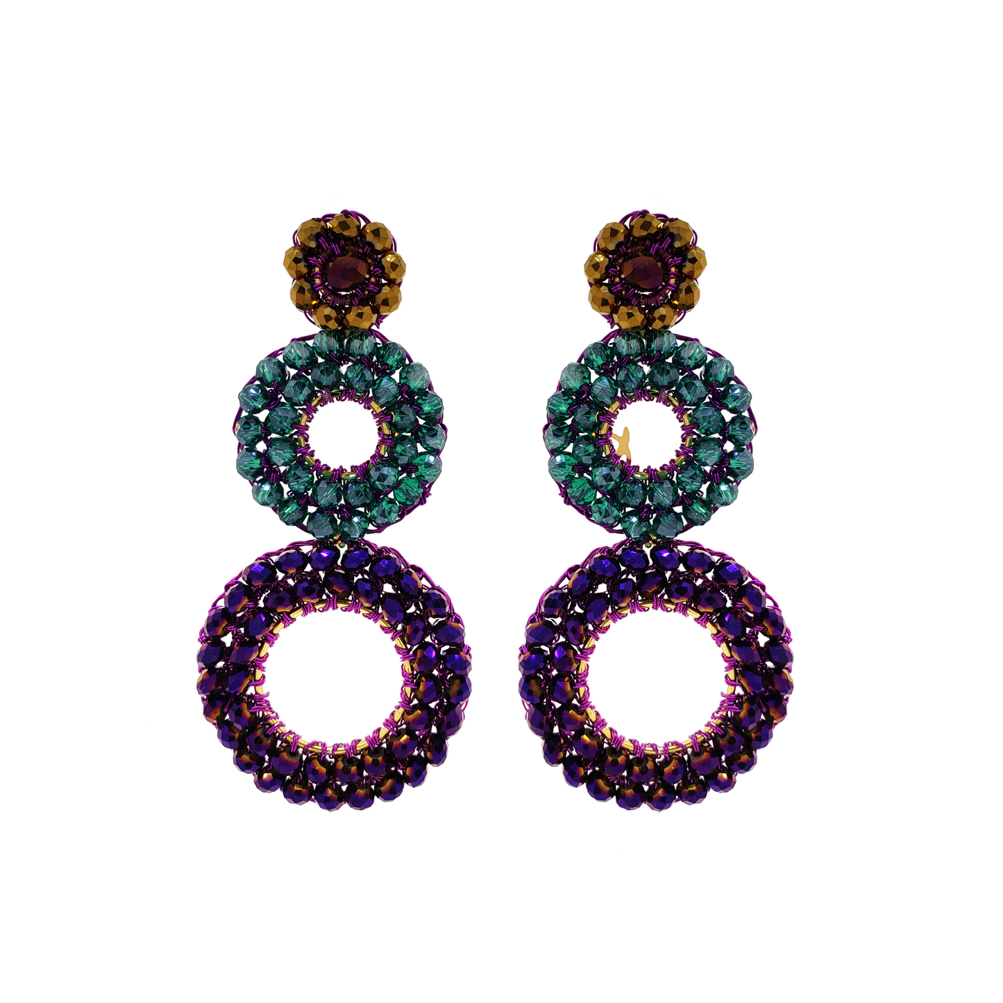 Brinco de Crochê Tri Elos Amazon