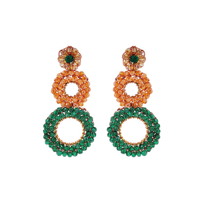 Brinco de Crochê Tri Elos Laranja Mistic Forest