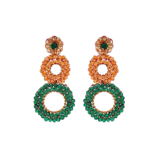 Brinco de Crochê Tri Elos Laranja Mistic Forest