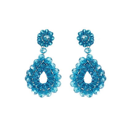 Brinco de Crochê Cristais Neon Blue