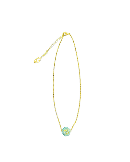 Colar de Crochê Esfera Maya Cristal Azul
