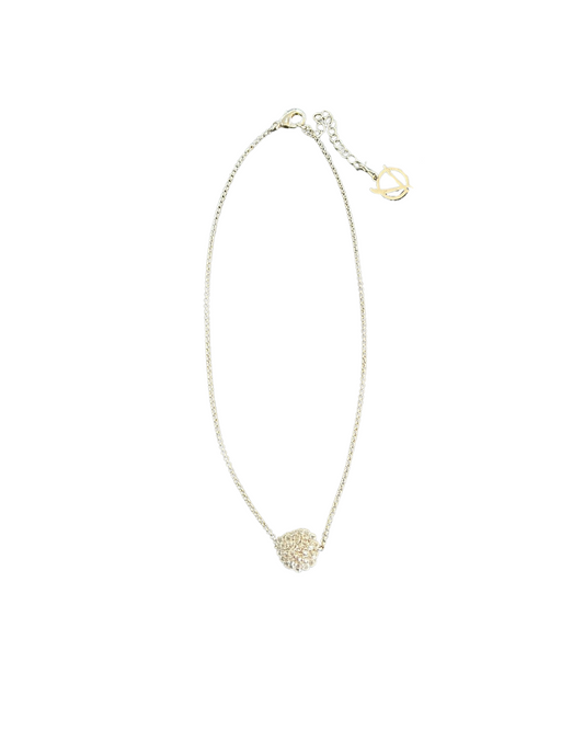 Colar de Crochê Esfera Maya Prata Transparente