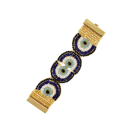 Bracelete de Crochê Evil Eye Maxi Dourado