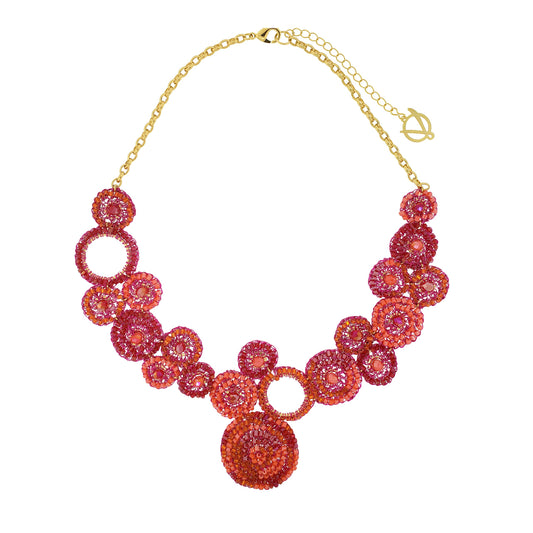 Colar de Crochê Patchwork Aurora Rosa