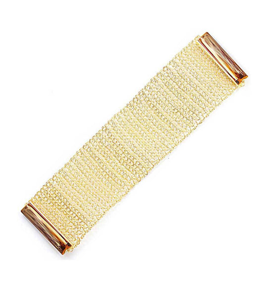 Bracelete de Crochê Dourado Estreito