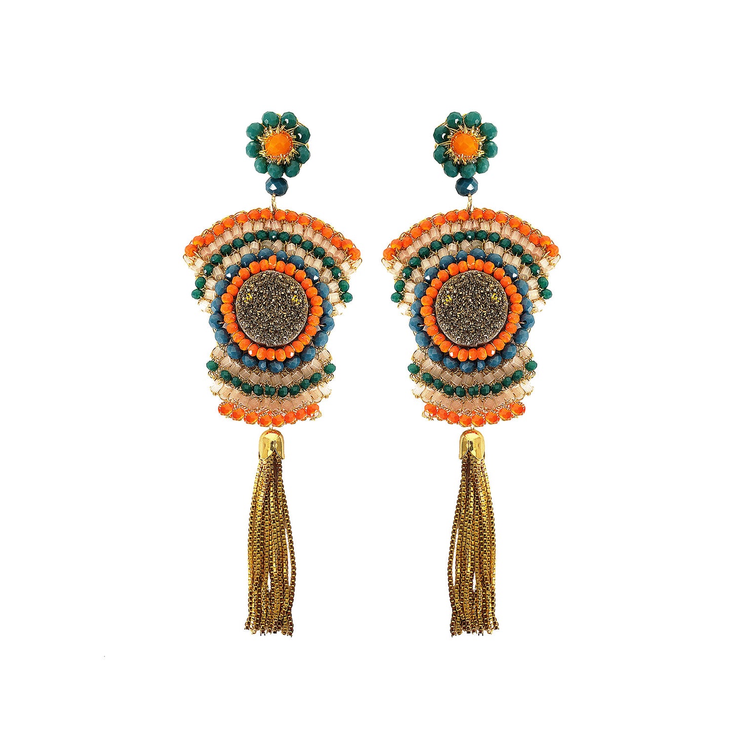 Brinco de Crochê Multicolor Glamorous Franja