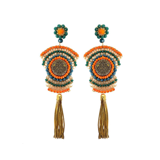 Brinco de Crochê Multicolor Glamorous Franja