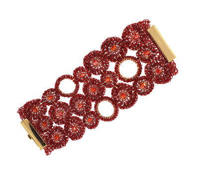 Bracelete de Crochê Patchwork Vermelho