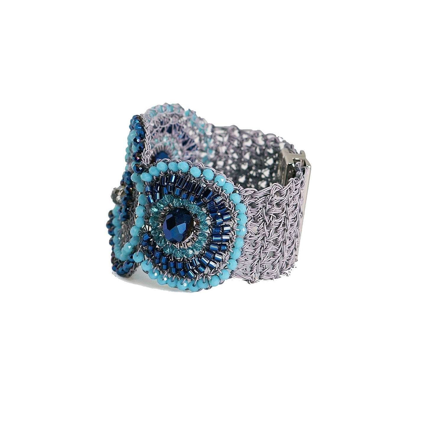 Bracelete de Crochê Cold Blue
