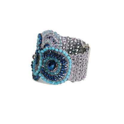 Bracelete de Crochê Cold Blue