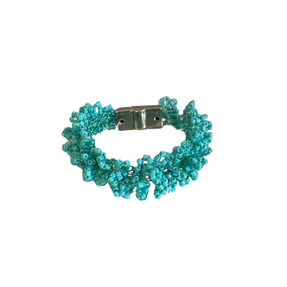 Bracelete de Crochê Fru-fru Turquesa Sale