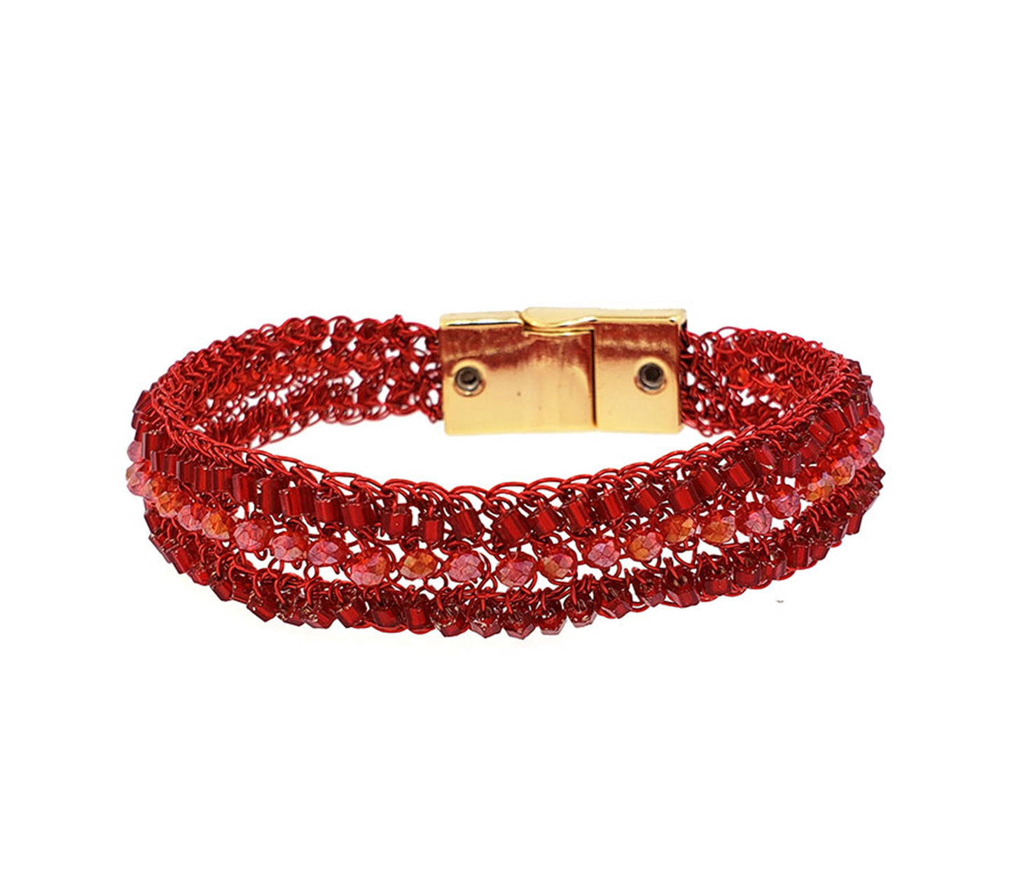 Bracelete de Crochê Narrow Vermelho