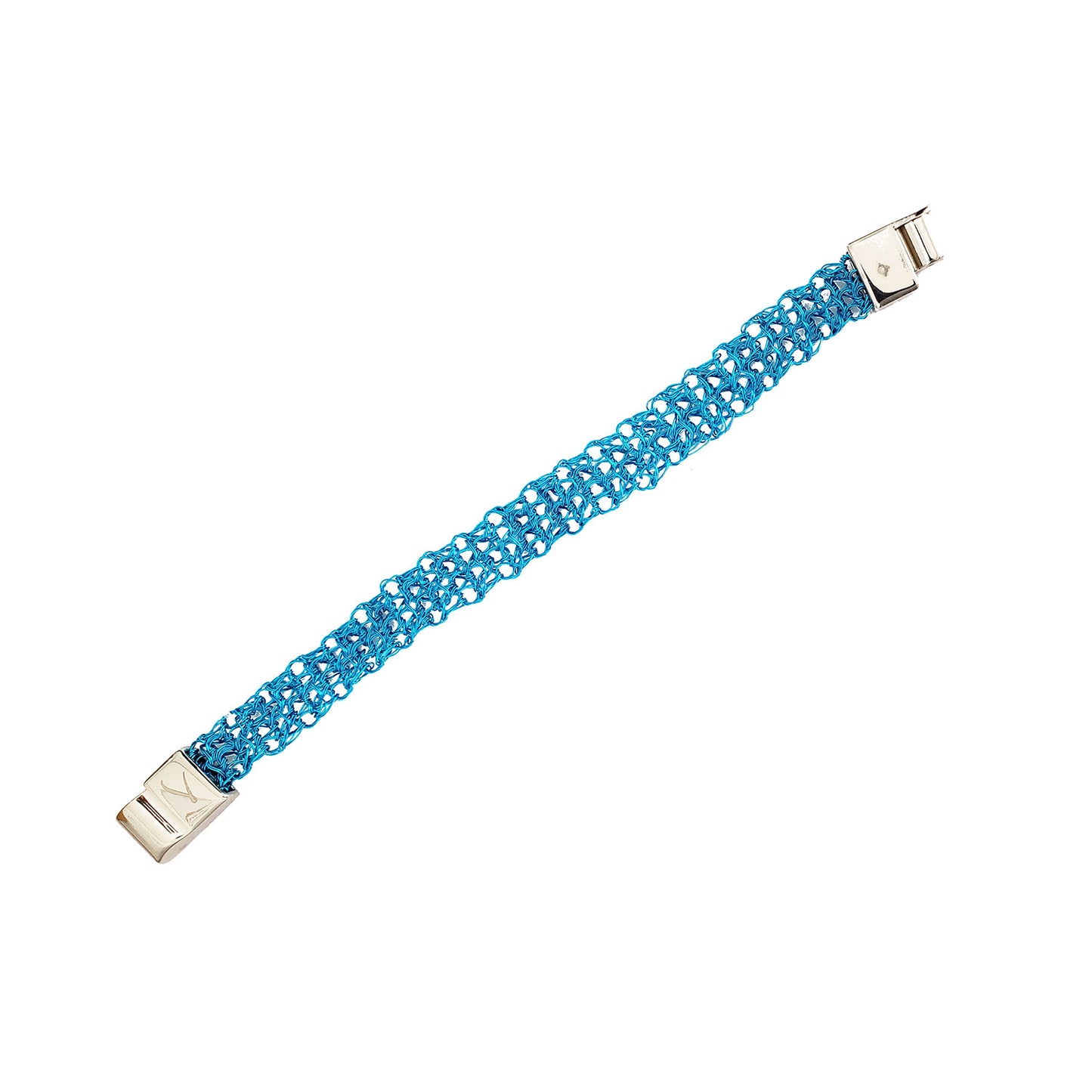 Bracelete de Crochê Azul Neon Narrow