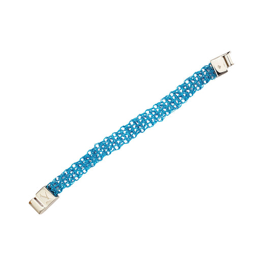Bracelete de Crochê Azul Neon Narrow
