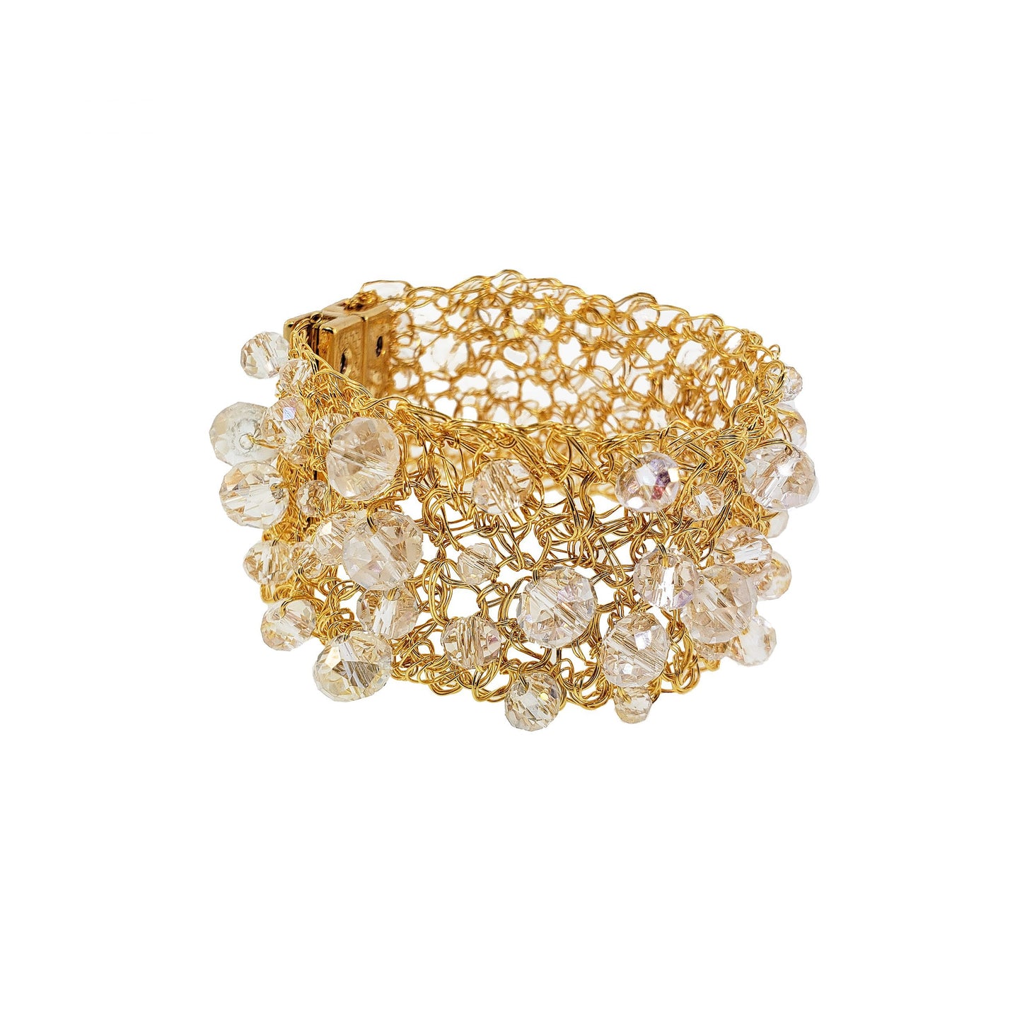 Bracelete de Crochê Ponto de Luz Fina Cristal