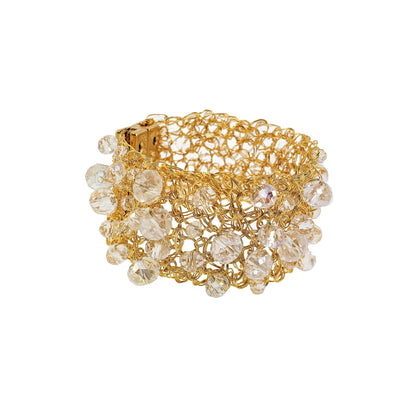 Bracelete de Crochê Ponto de Luz Fina Cristal