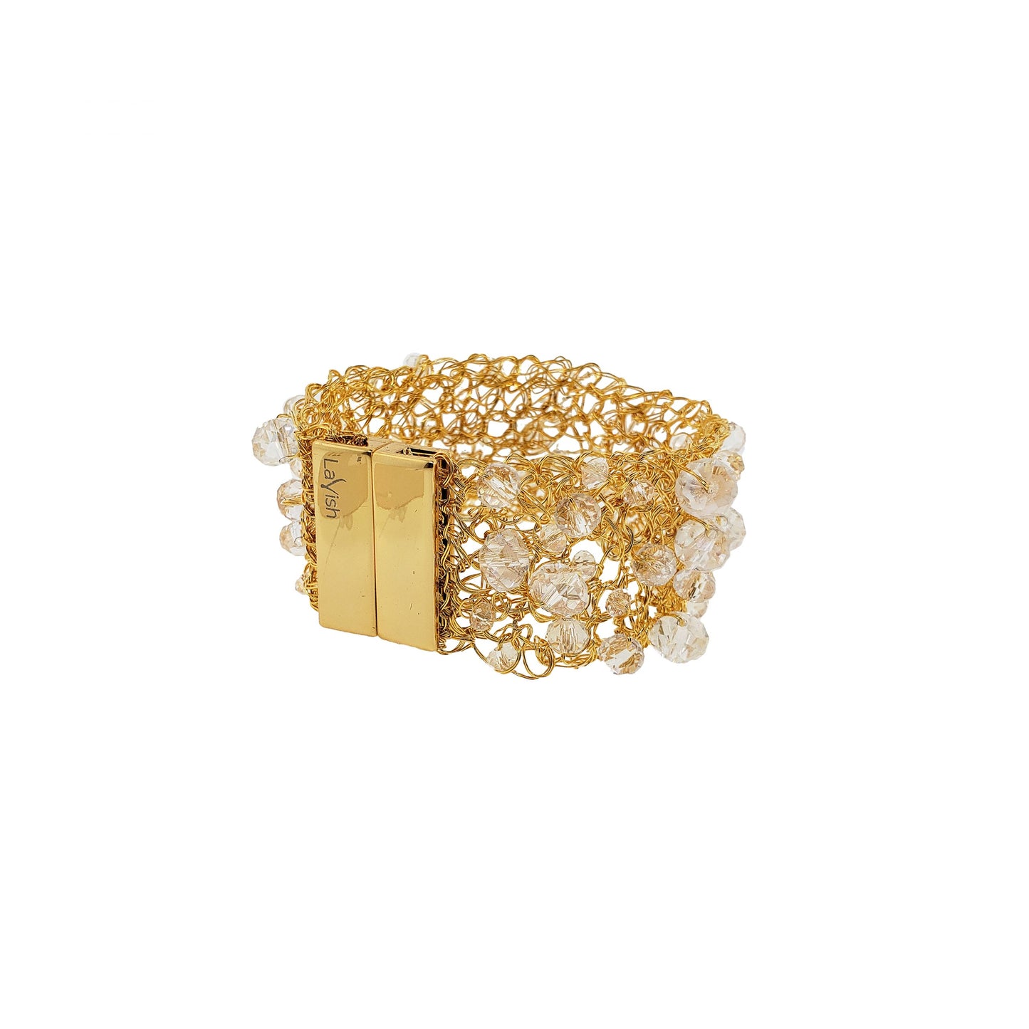 Bracelete de Crochê Ponto de Luz Fina Cristal