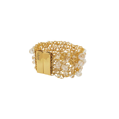 Bracelete de Crochê Ponto de Luz Fina Cristal