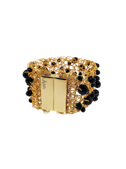 Bracelete de Crochê Ponto de Luz Fina Black