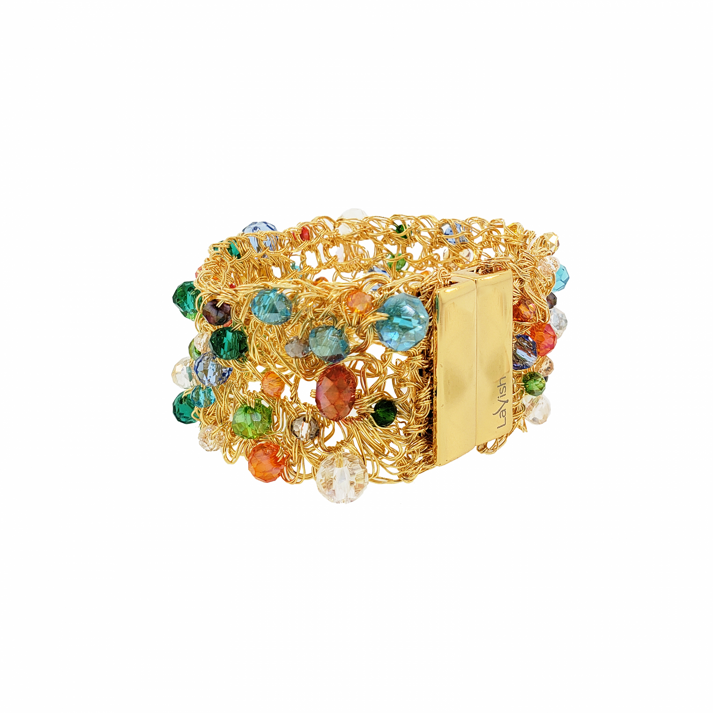Bracelete de Crochê Ponto de Luz Fina Multicolor